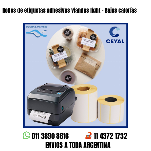 Rollos de etiquetas adhesivas viandas light - Bajas calorías