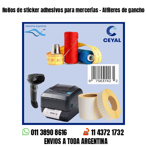 Rollos de sticker adhesivos para mercerías - Alfileres de gancho