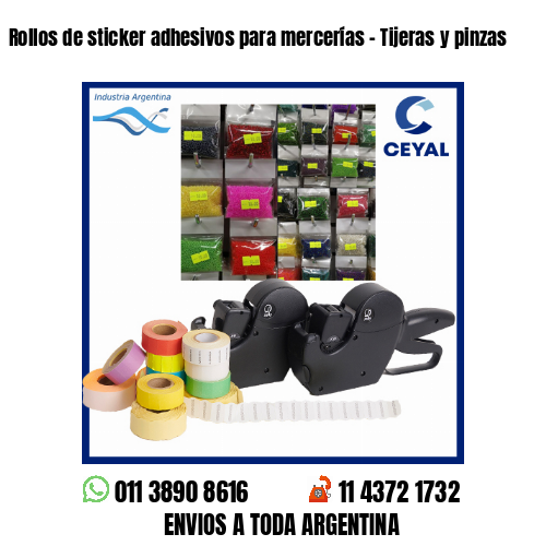 Rollos de sticker adhesivos para mercerías - Tijeras y pinzas