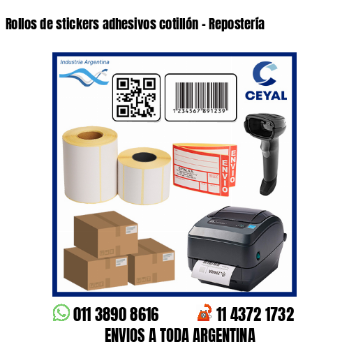 Rollos de stickers adhesivos cotillón - Repostería