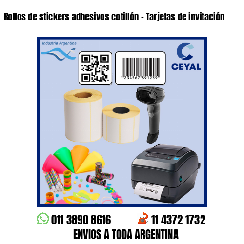 Rollos de stickers adhesivos cotillón - Tarjetas de invitación