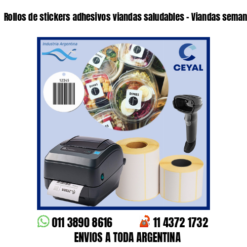 Rollos de stickers adhesivos viandas saludables - Viandas semanales