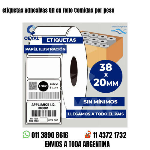 etiquetas adhesivas QR en rollo Comidas por peso