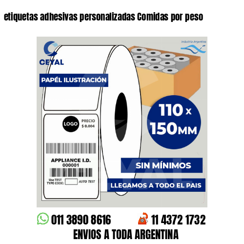 etiquetas adhesivas personalizadas Comidas por peso