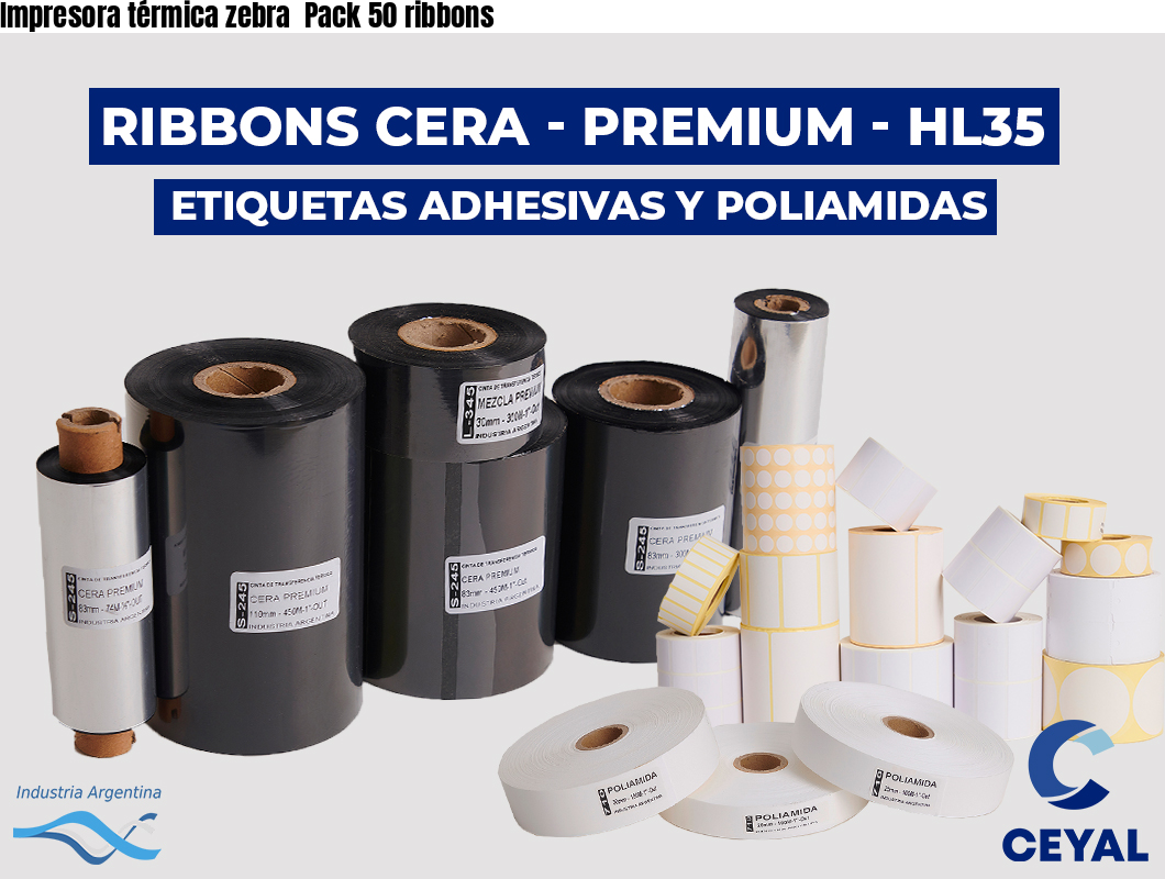 Impresora térmica zebra  Pack 50 ribbons