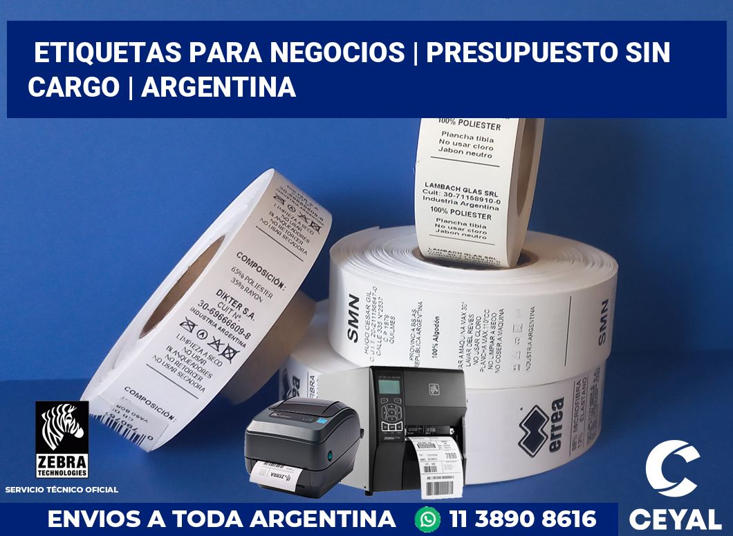 Etiquetas para negocios | Presupuesto sin cargo | Argentina