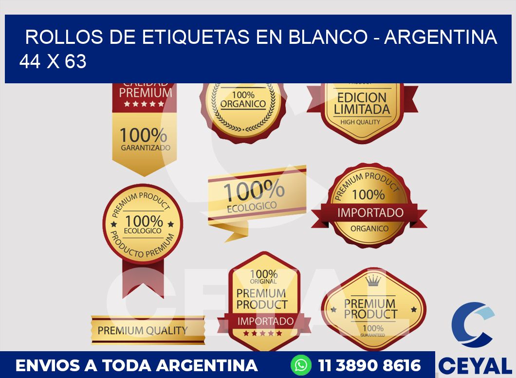 Rollos de etiquetas en blanco - Argentina 44 x 63