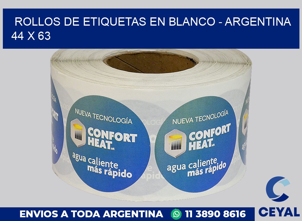 Rollos de etiquetas en blanco - Argentina 44 x 63