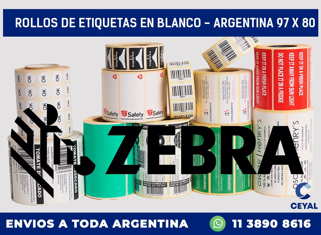 Rollos de etiquetas en blanco - Argentina 97 x 80