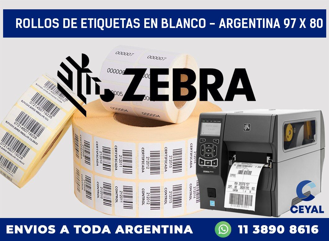 Rollos de etiquetas en blanco – Argentina 97 x 80