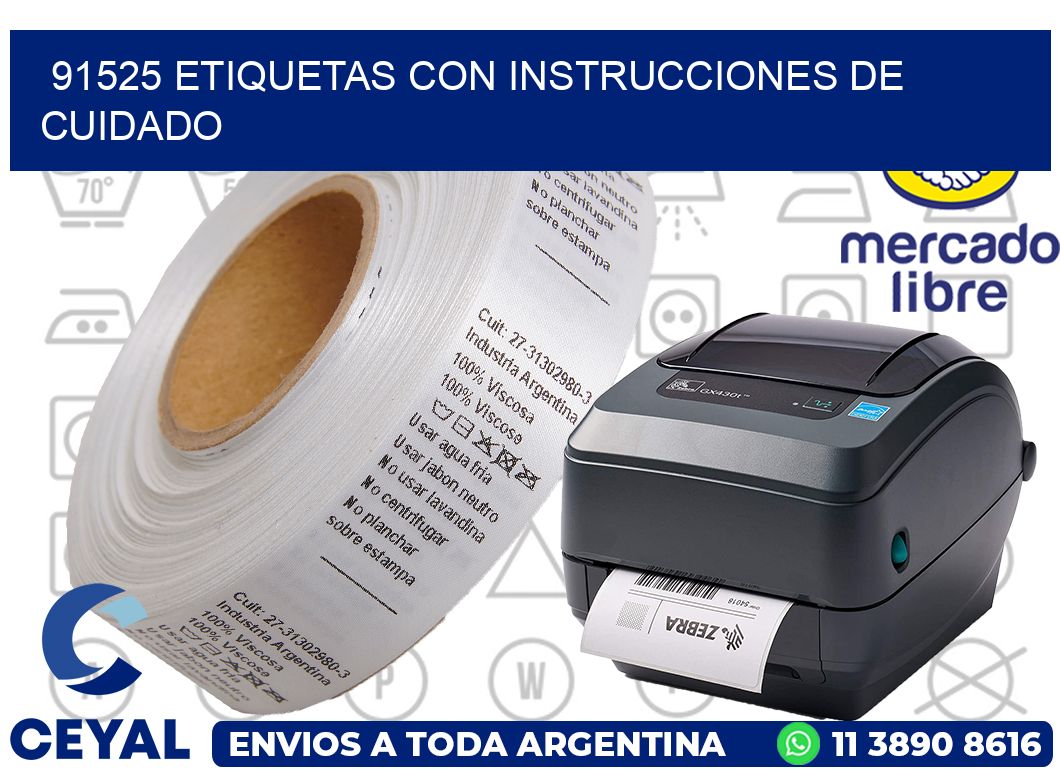 91525 Etiquetas con instrucciones de cuidado