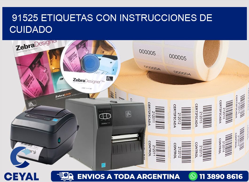 91525 Etiquetas con instrucciones de cuidado