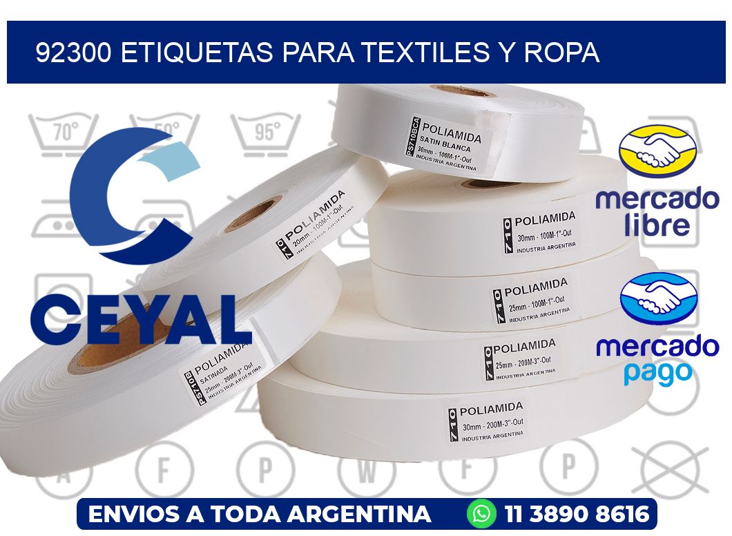 92300 Etiquetas para textiles y Ropa