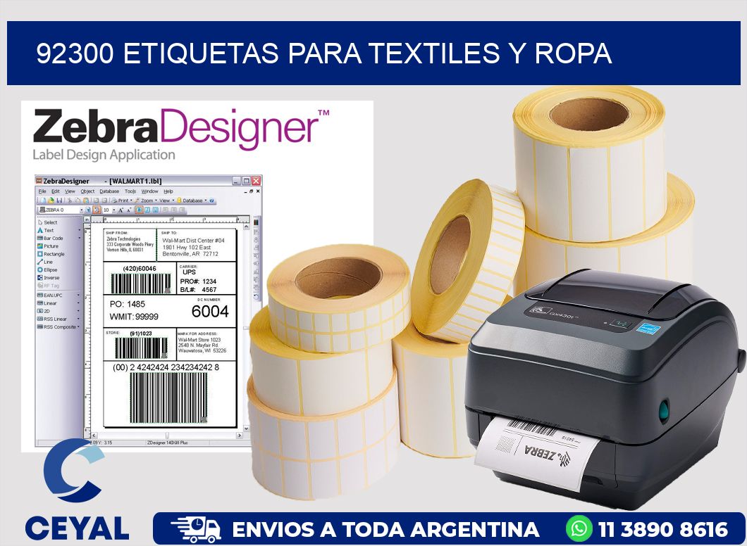 92300 Etiquetas para textiles y Ropa