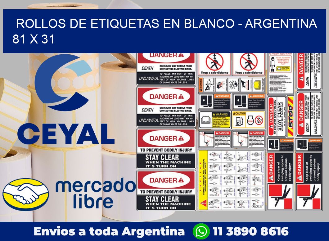 Rollos de etiquetas en blanco – Argentina 81 x 31