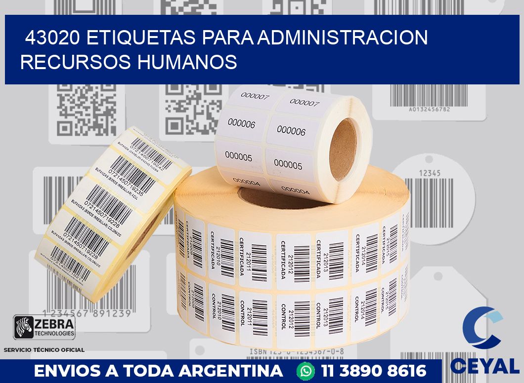 43020 ETIQUETAS PARA ADMINISTRACION RECURSOS HUMANOS