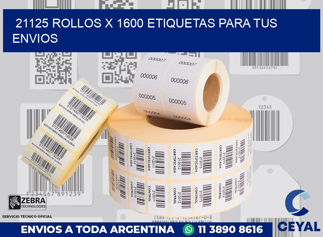 21125 Rollos x 1600 etiquetas para tus envios