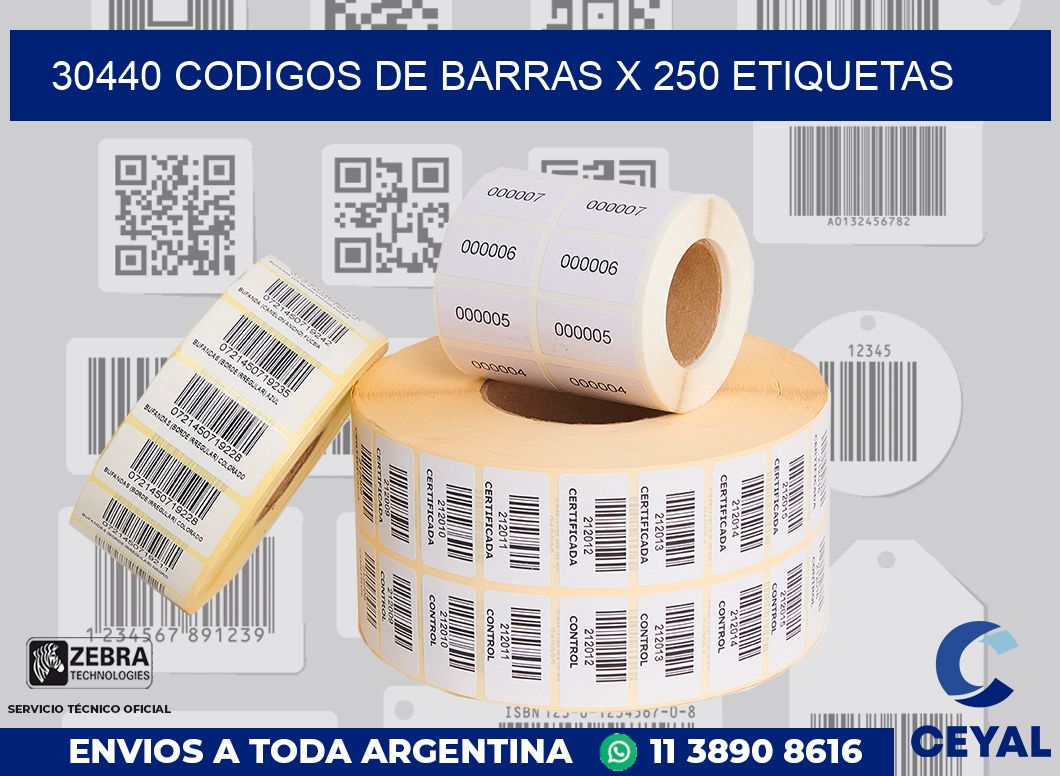 30440 codigos de barras x 250 etiquetas