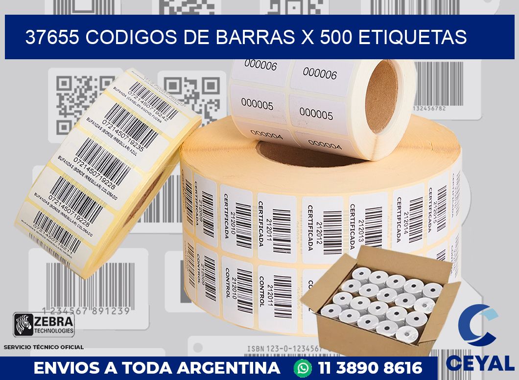 37655 codigos de barras x 500 etiquetas