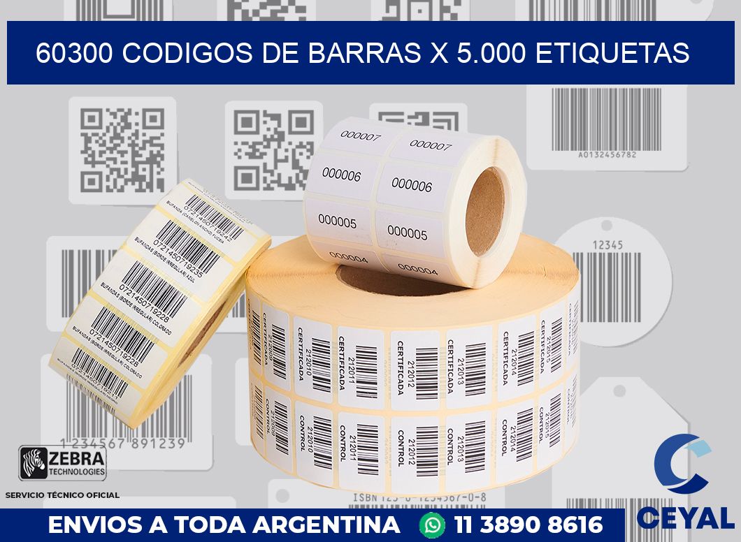 60300 codigos de barras x 5.000 etiquetas