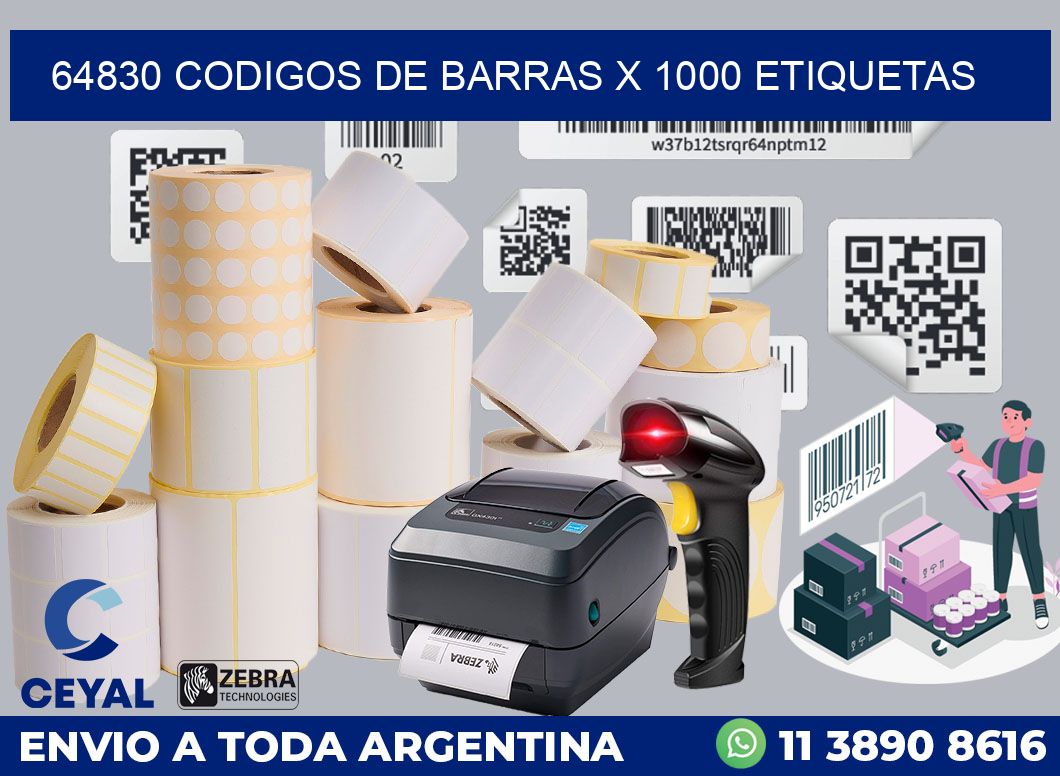 64830 codigos de barras x 1000 etiquetas