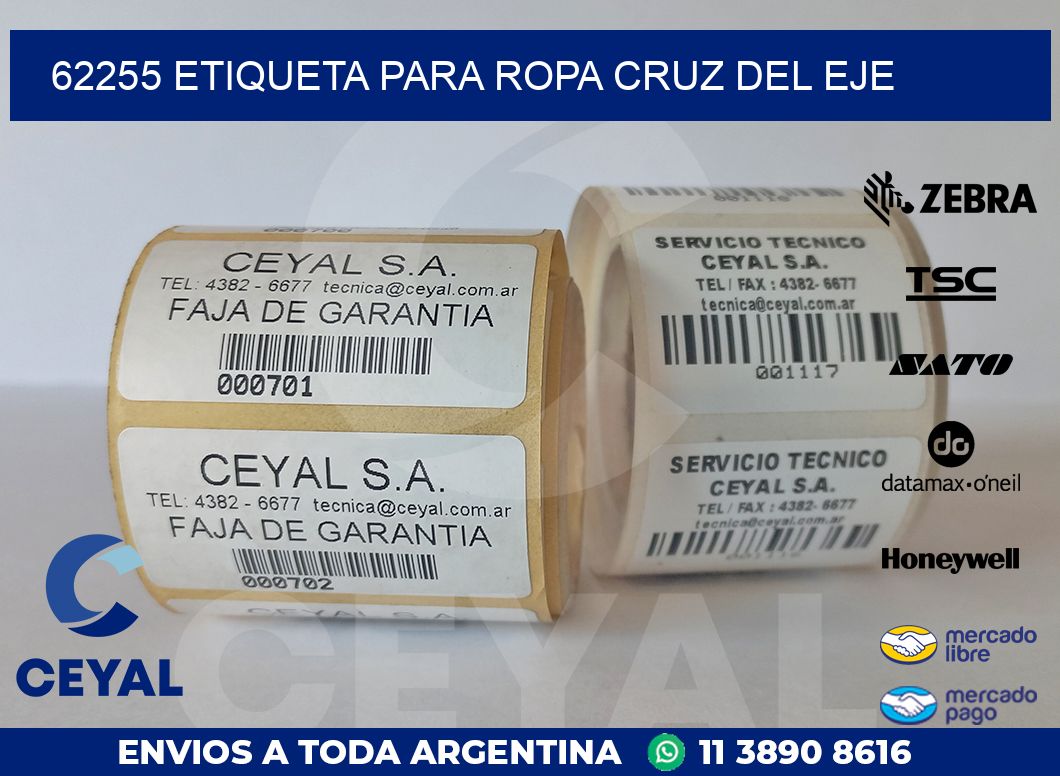 62255 ETIQUETA PARA ROPA CRUZ DEL EJE