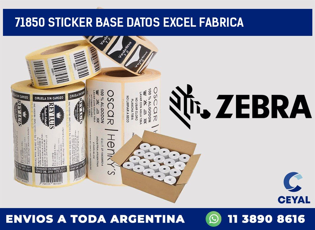 71850 sticker base datos excel fabrica