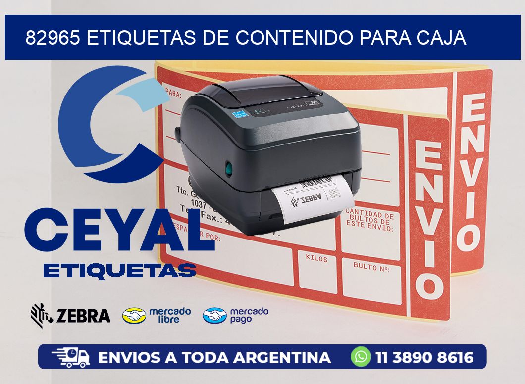 82965 etiquetas de contenido para caja