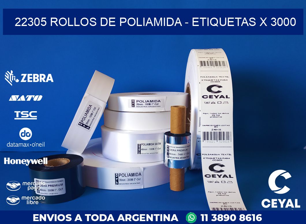 22305 ROLLOS DE POLIAMIDA - ETIQUETAS X 3000