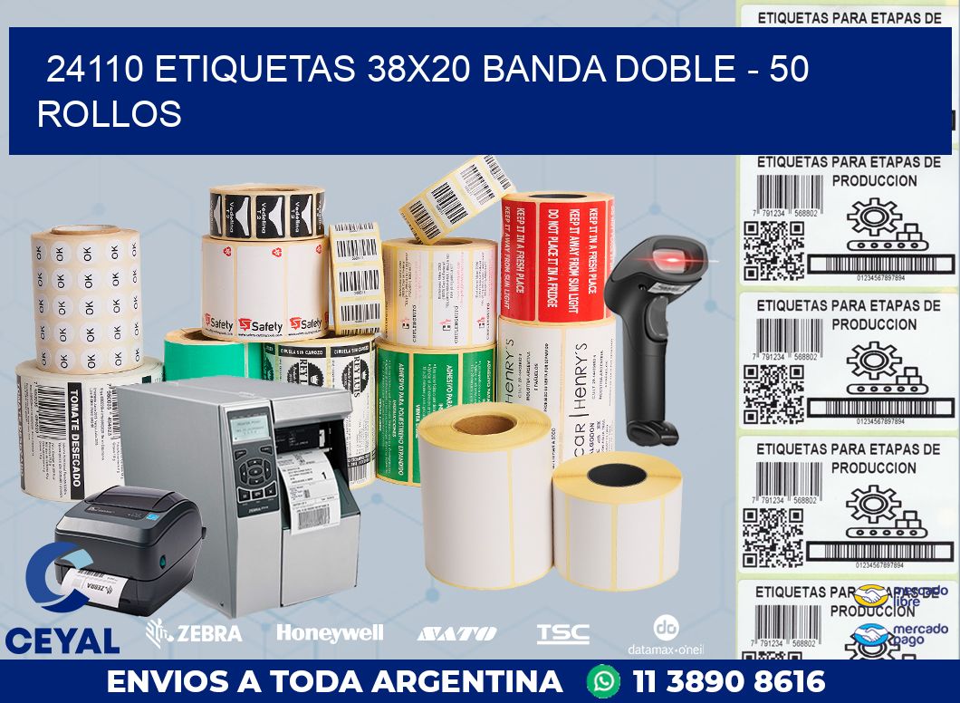 24110 ETIQUETAS 38X20 BANDA DOBLE - 50 ROLLOS