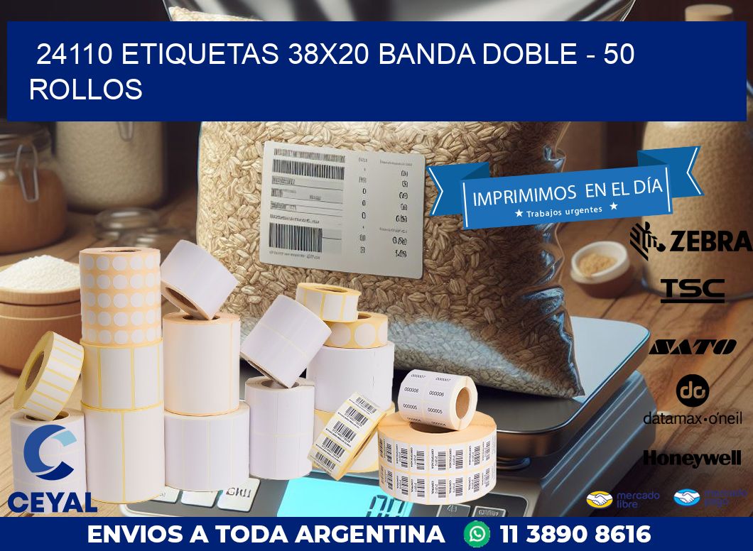 24110 ETIQUETAS 38X20 BANDA DOBLE – 50 ROLLOS