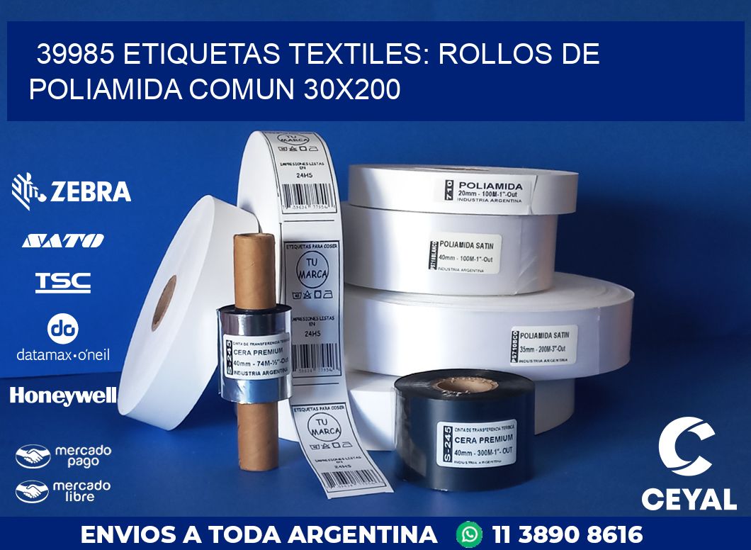 39985 ETIQUETAS TEXTILES: ROLLOS DE POLIAMIDA COMUN 30X200