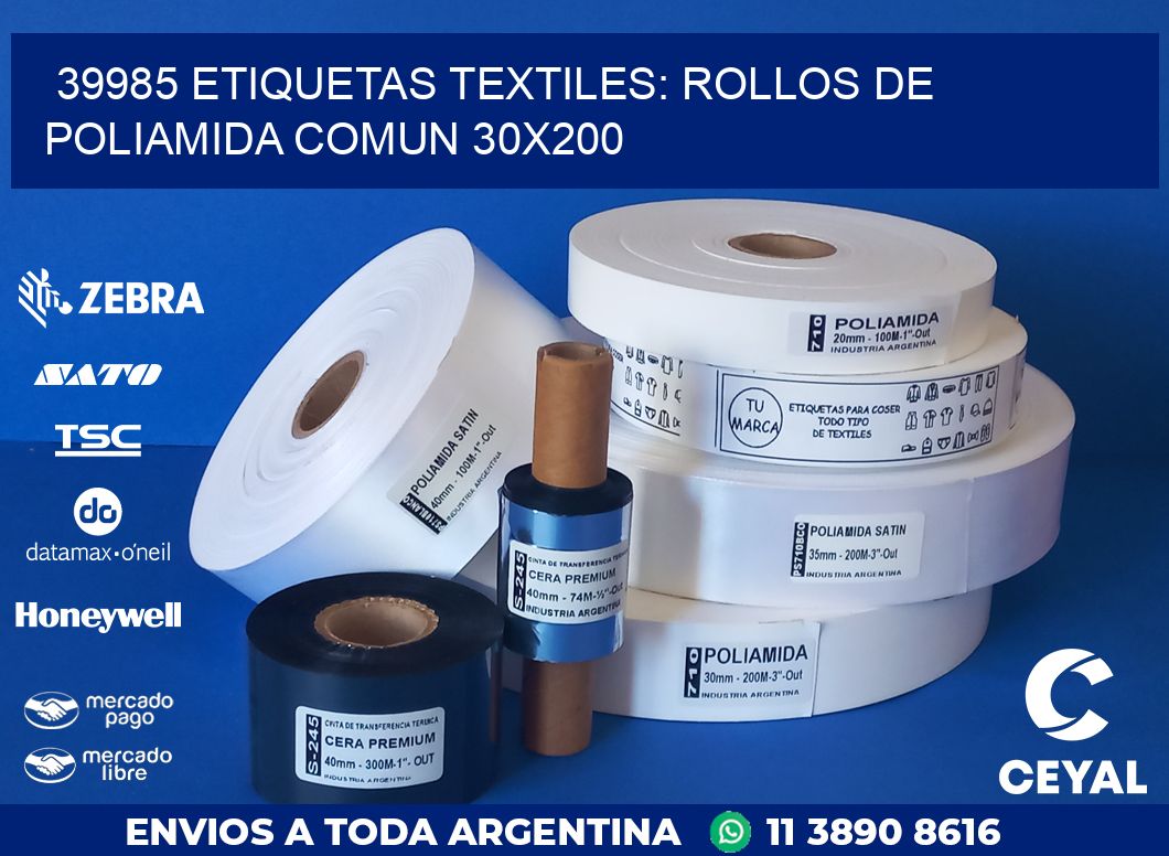 39985 ETIQUETAS TEXTILES: ROLLOS DE POLIAMIDA COMUN 30X200