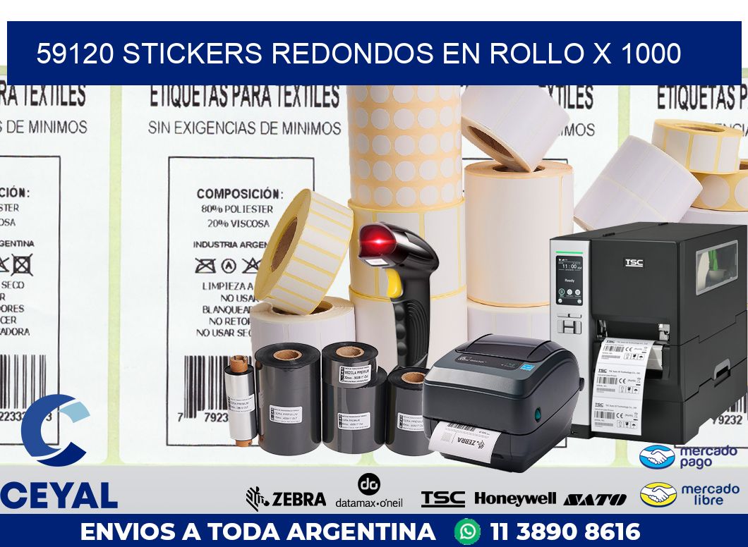 59120 STICKERS REDONDOS EN ROLLO X 1000