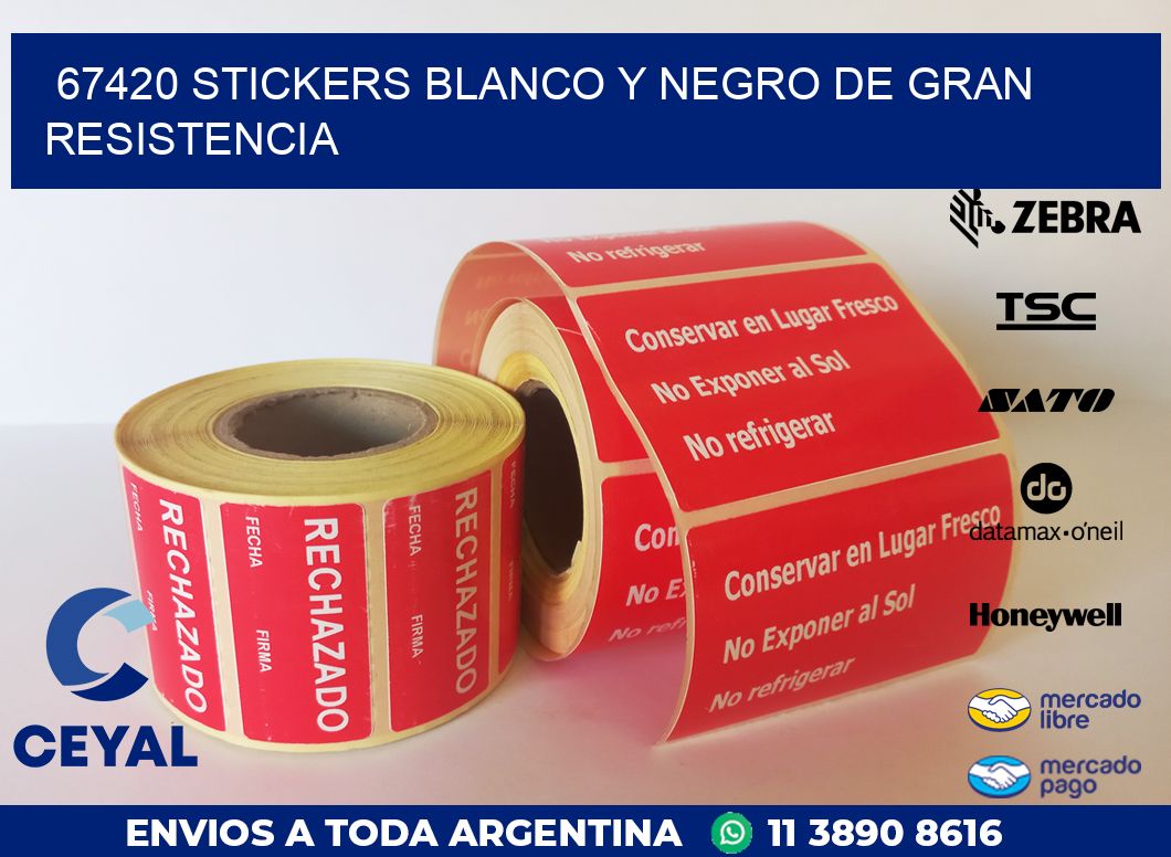 67420 STICKERS BLANCO Y NEGRO DE GRAN RESISTENCIA