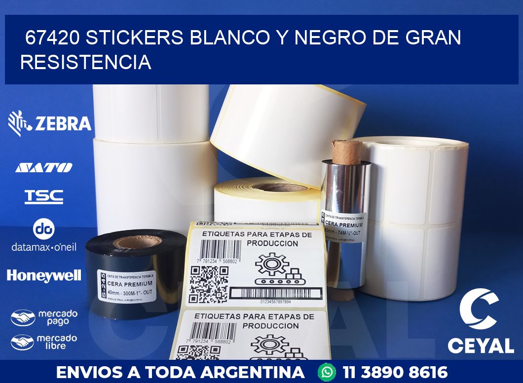 67420 STICKERS BLANCO Y NEGRO DE GRAN RESISTENCIA