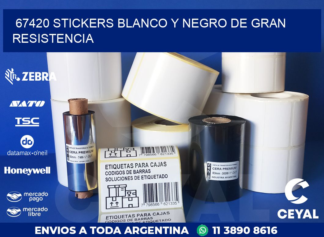 67420 STICKERS BLANCO Y NEGRO DE GRAN RESISTENCIA