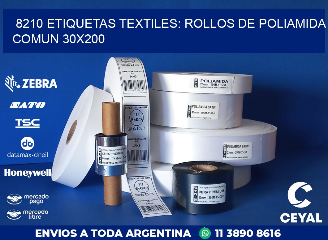 8210 ETIQUETAS TEXTILES: ROLLOS DE POLIAMIDA COMUN 30X200