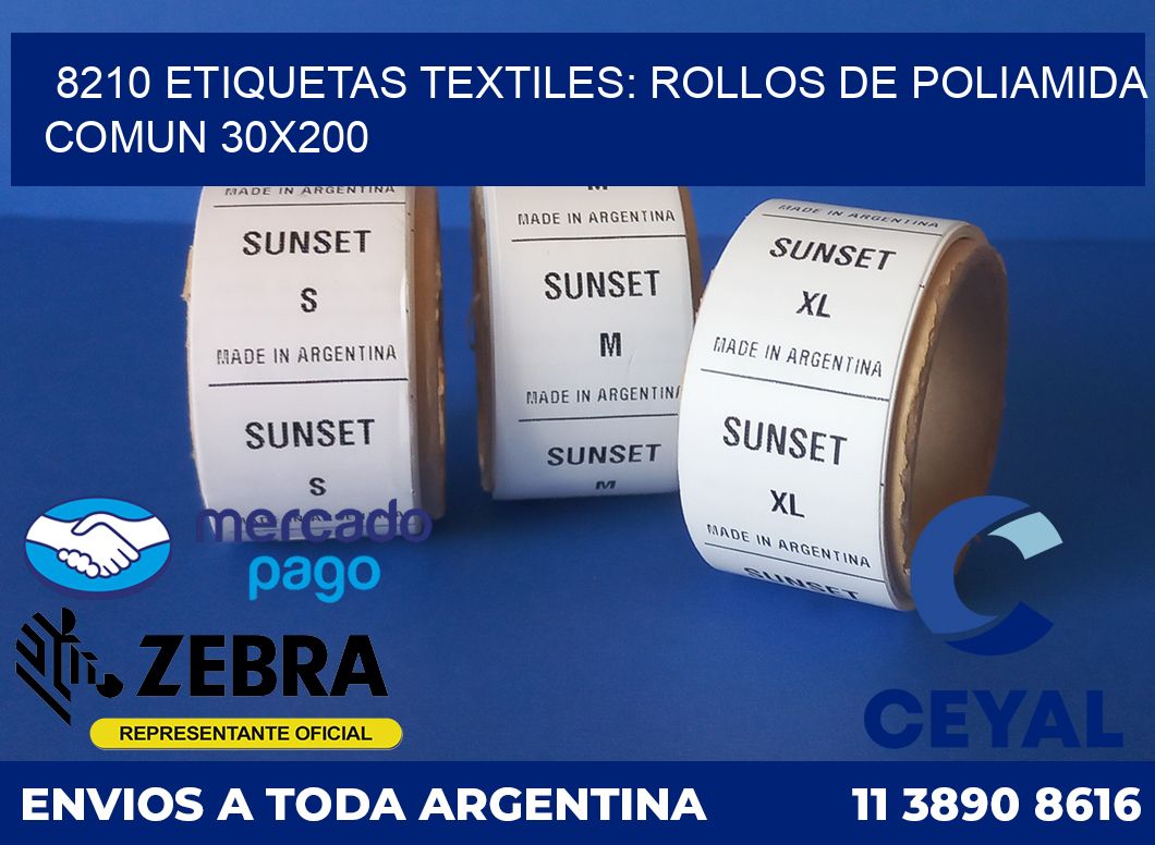 8210 ETIQUETAS TEXTILES: ROLLOS DE POLIAMIDA COMUN 30X200