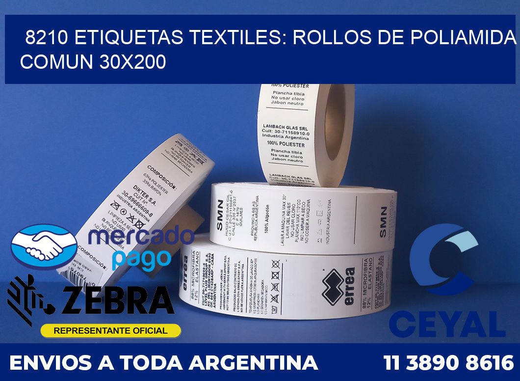 8210 ETIQUETAS TEXTILES: ROLLOS DE POLIAMIDA COMUN 30X200