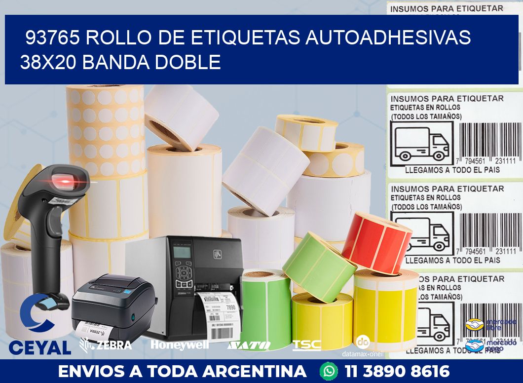 93765 ROLLO DE ETIQUETAS AUTOADHESIVAS 38X20 BANDA DOBLE