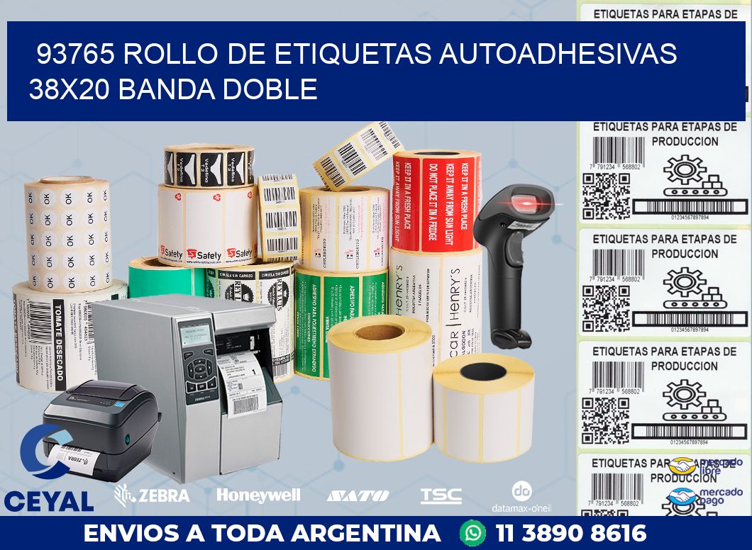 93765 ROLLO DE ETIQUETAS AUTOADHESIVAS 38X20 BANDA DOBLE