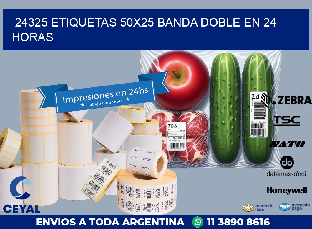 24325 ETIQUETAS 50X25 BANDA DOBLE EN 24 HORAS