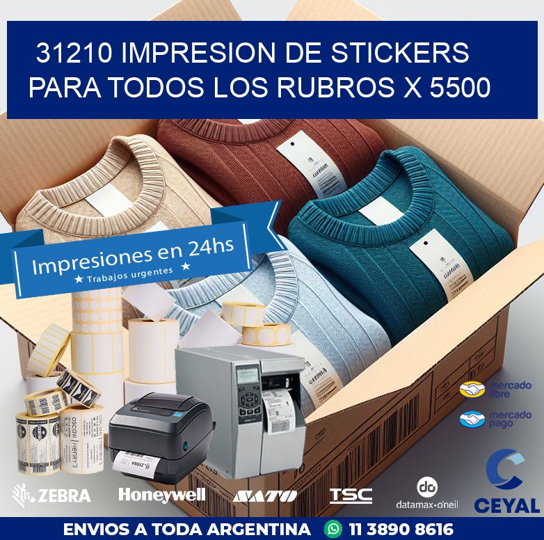 31210 IMPRESION DE STICKERS PARA TODOS LOS RUBROS X 5500