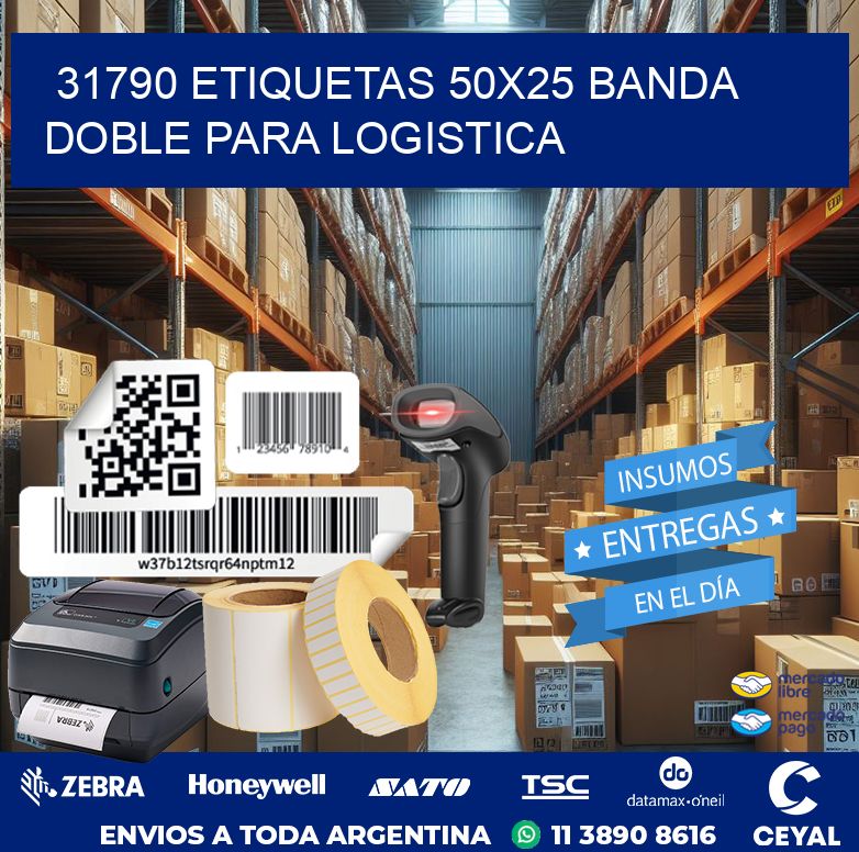 31790 ETIQUETAS 50X25 BANDA DOBLE PARA LOGISTICA