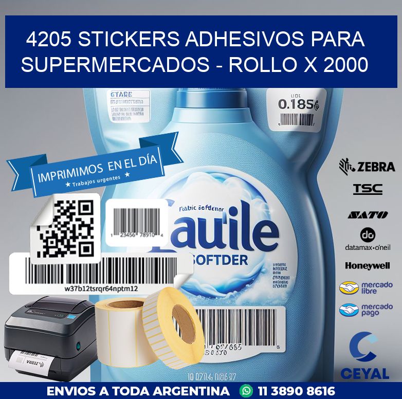 4205 STICKERS ADHESIVOS PARA SUPERMERCADOS - ROLLO X 2000