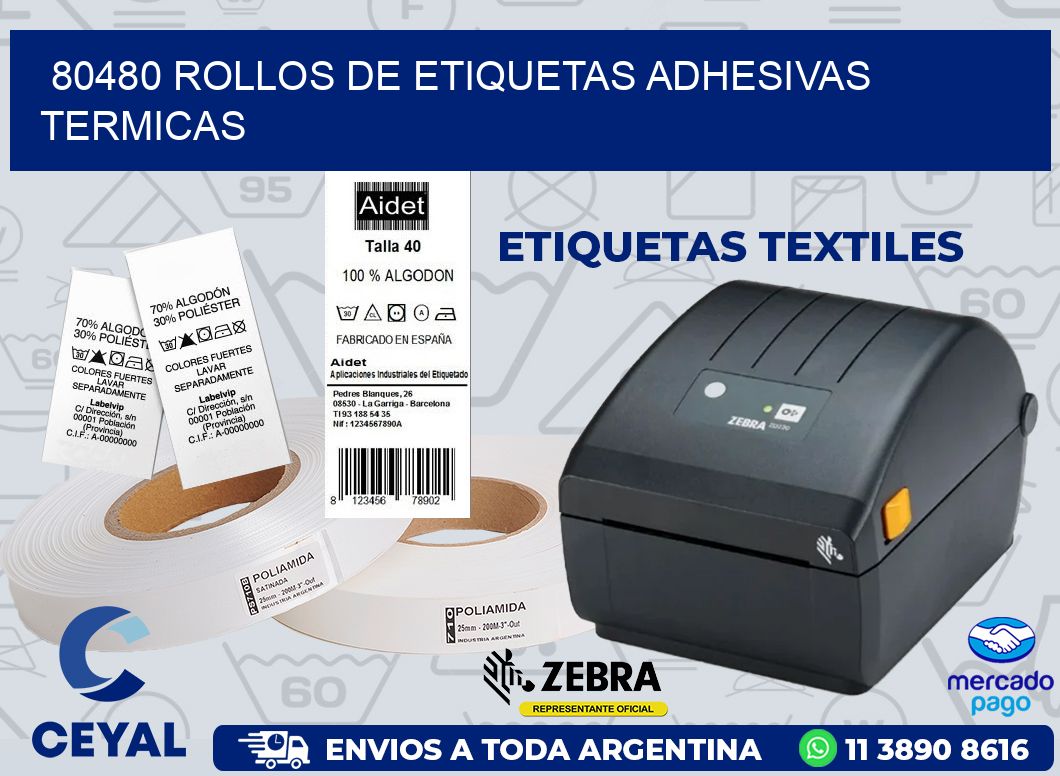 80480 ROLLOS DE ETIQUETAS ADHESIVAS TERMICAS