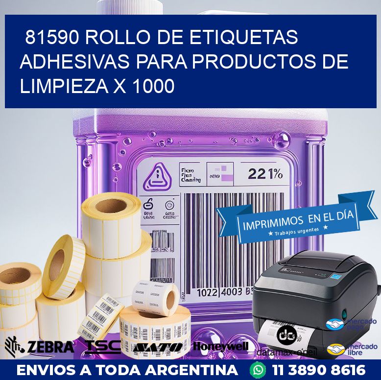 81590 ROLLO DE ETIQUETAS ADHESIVAS PARA PRODUCTOS DE LIMPIEZA X 1000