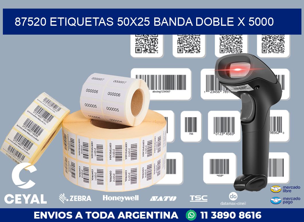 87520 ETIQUETAS 50X25 BANDA DOBLE X 5000