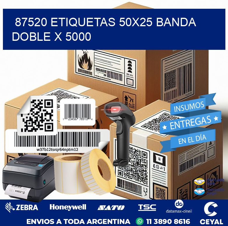 87520 ETIQUETAS 50X25 BANDA DOBLE X 5000